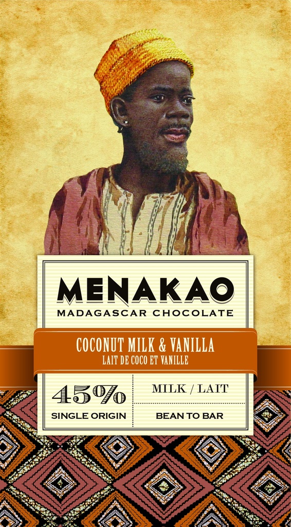 Chocolat au lait 45% - Lait de coco & Vanille
