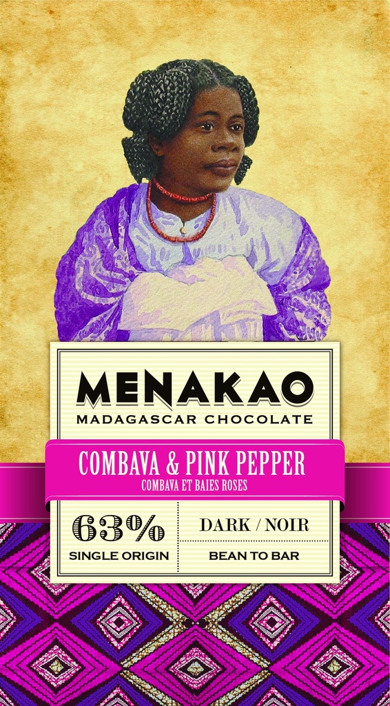 Chocolat noir 63% - Combava & Baies roses