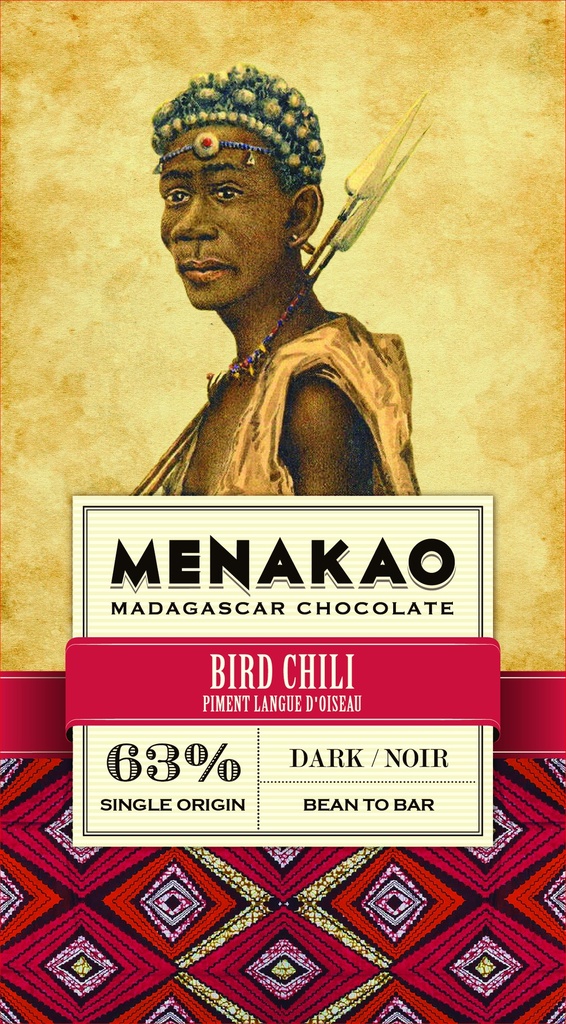 Chocolat noir 63% - Piment langue d'oiseau